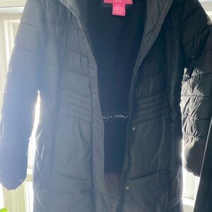 Black Puffer Jacket with Hood and Long Length